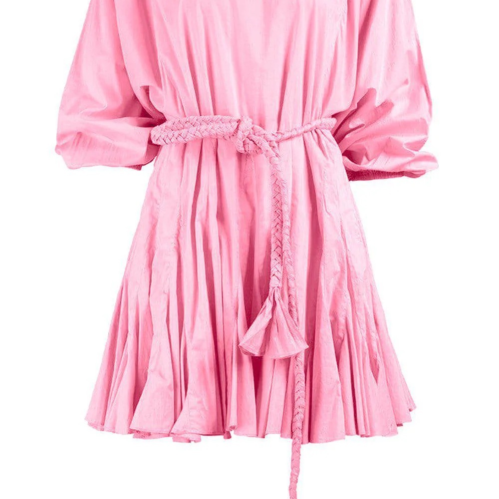 RHODE Pink ELLA Sundress with Bishop Sleeves and Tie Front